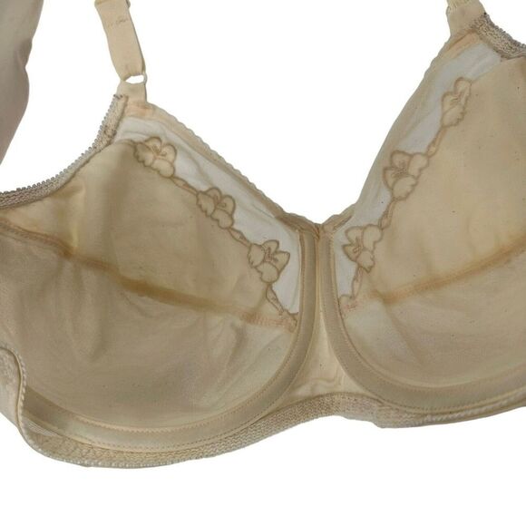 Bali Bra 0180 40D Comfort U Back Flower Embroidered Mesh Boned Beige Underwired - Picture 8 of 10